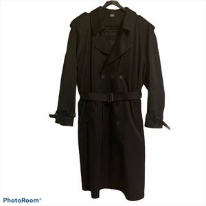 Men’s Stafford Classic Belted Trench Coat with Zip-out Tweed Lining in Black